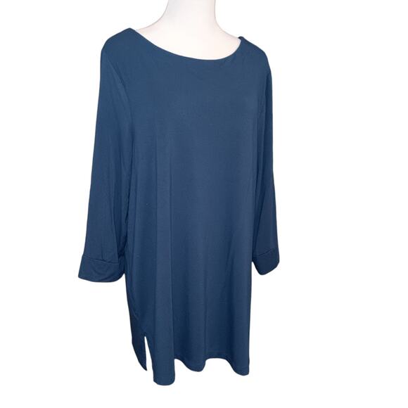 CHICO'S 3 Long‎ Tunic Top Modal Knit Shirt XL Blue Stretchy Casual Work Travel - Picture 8 of 9